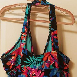 Tropical Halter Tankini Top